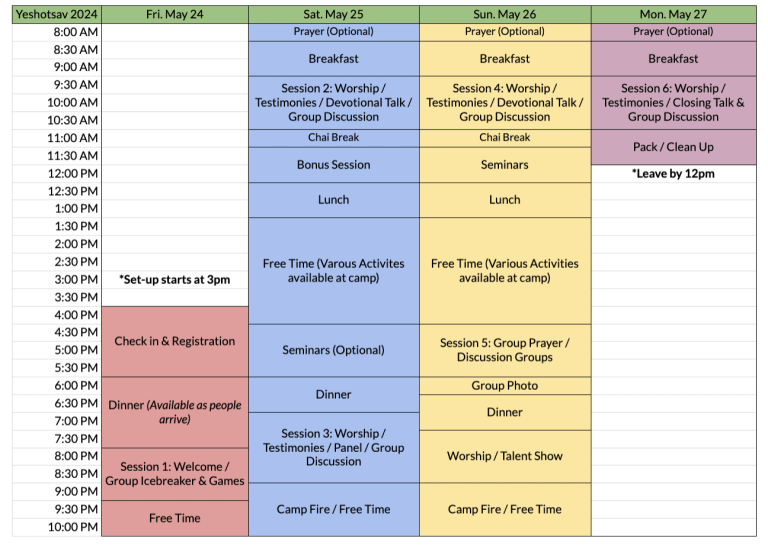 Yeshotsav Schedule
